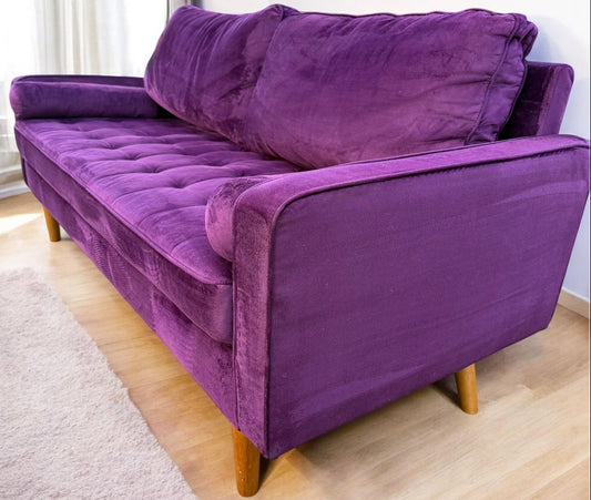 Purple Velvet Modern Loveseat
