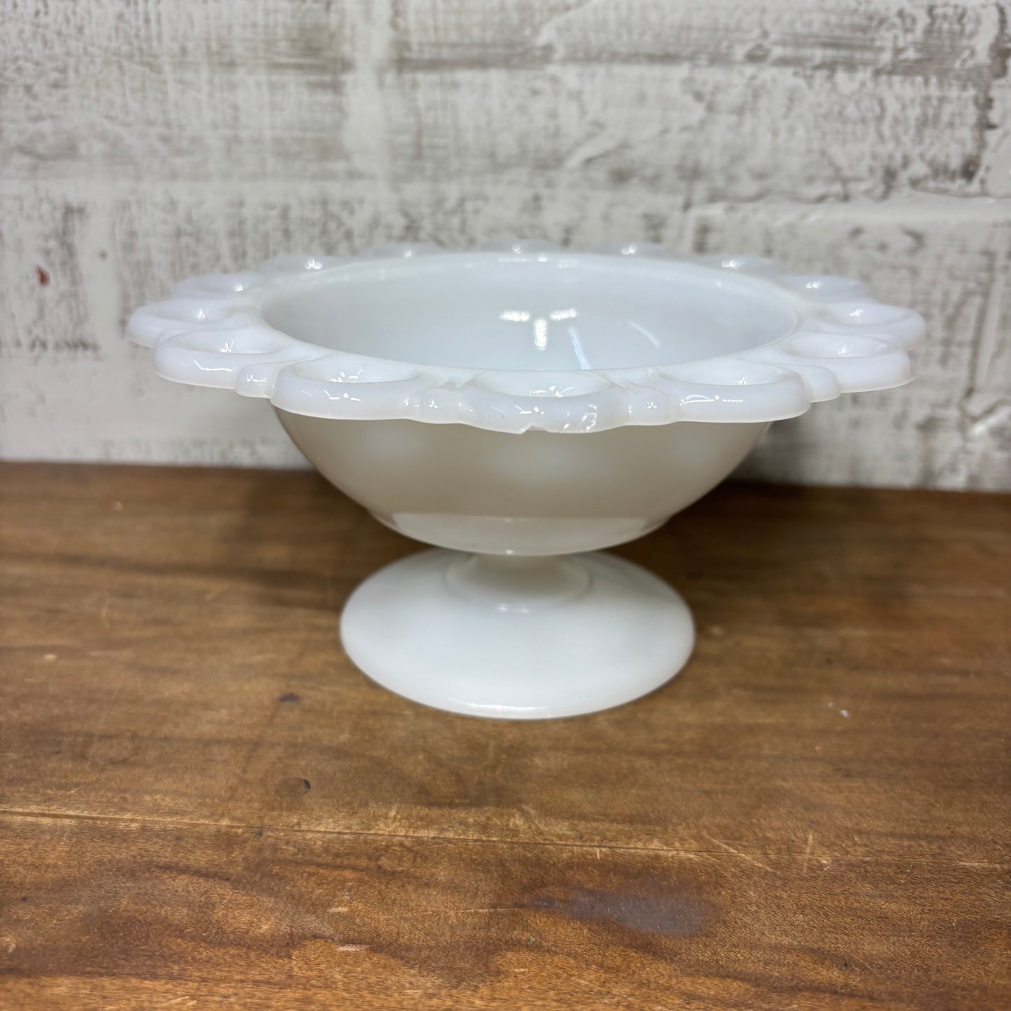 Vintage Anchor Hawking Milk Glass Pedestal Bowl