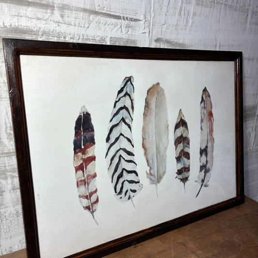 Boho Feather Watercolor Framed Art