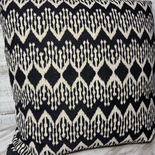 Black And Ivory Geometric Decorative Pillow