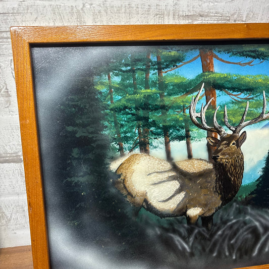 Vintage Elk Mountain Lamdscape Framed Art
