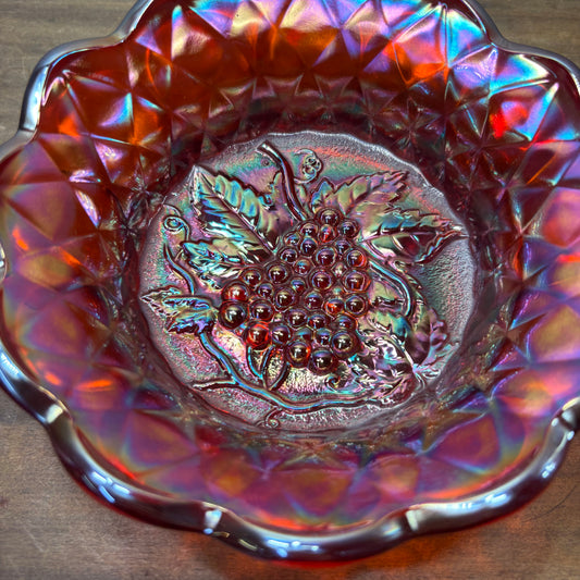 Vintage Fenton Art Glass Carnival Iridescent Marigold Glass Bowl