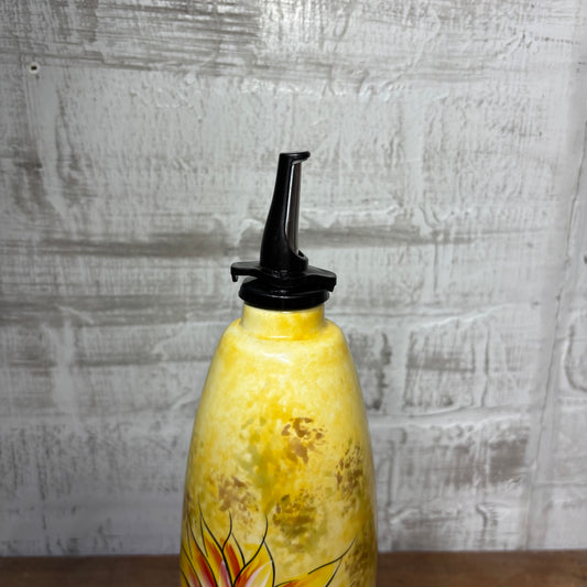Hand-Painted Sunflower Ceramic Olive Oil Dispenser Bottle