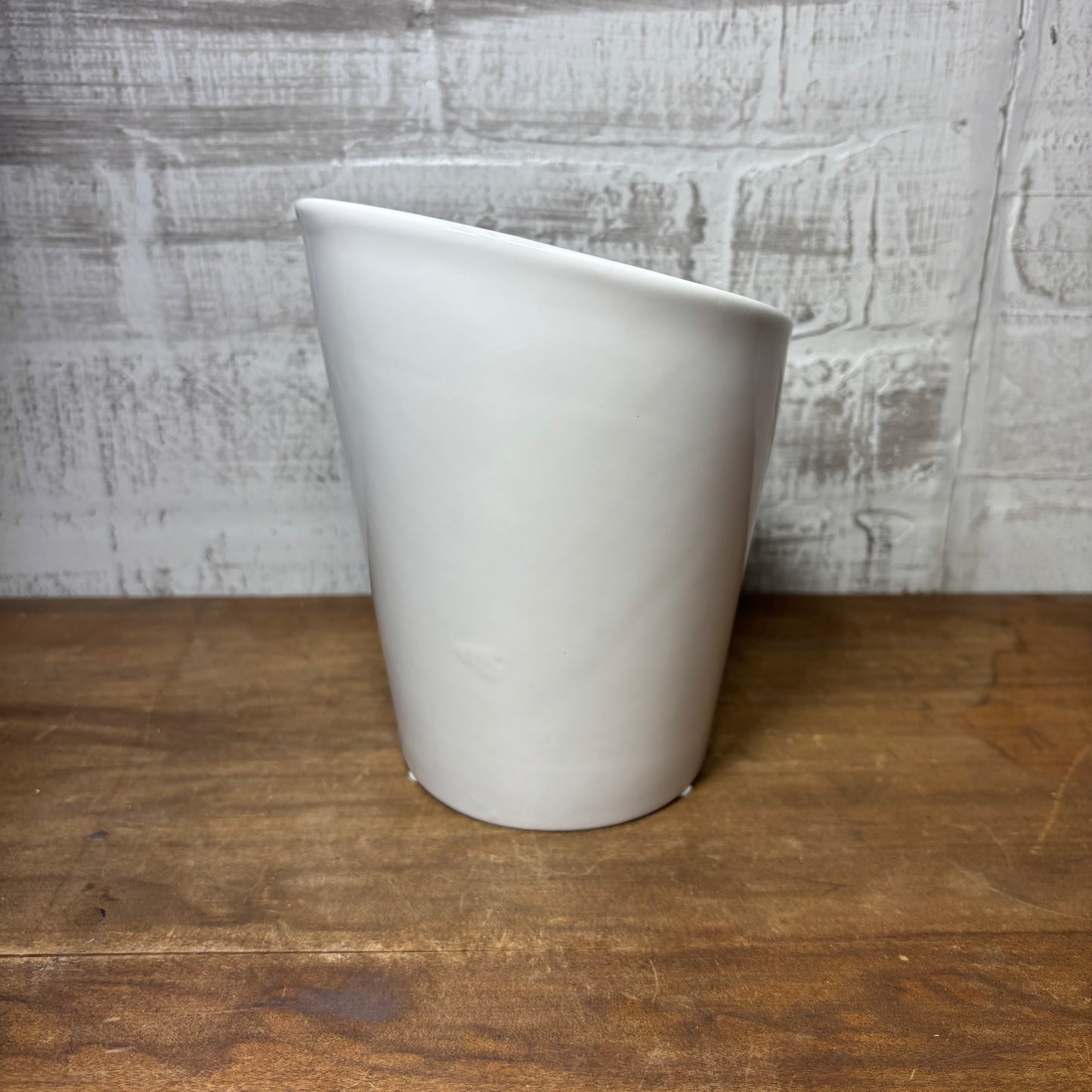 White Slanted Ceramic Pot