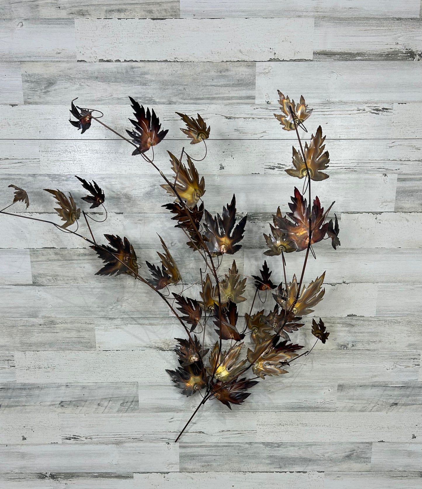 Mid Century Copper Metal Maple Leaf Wall Art Sculpture