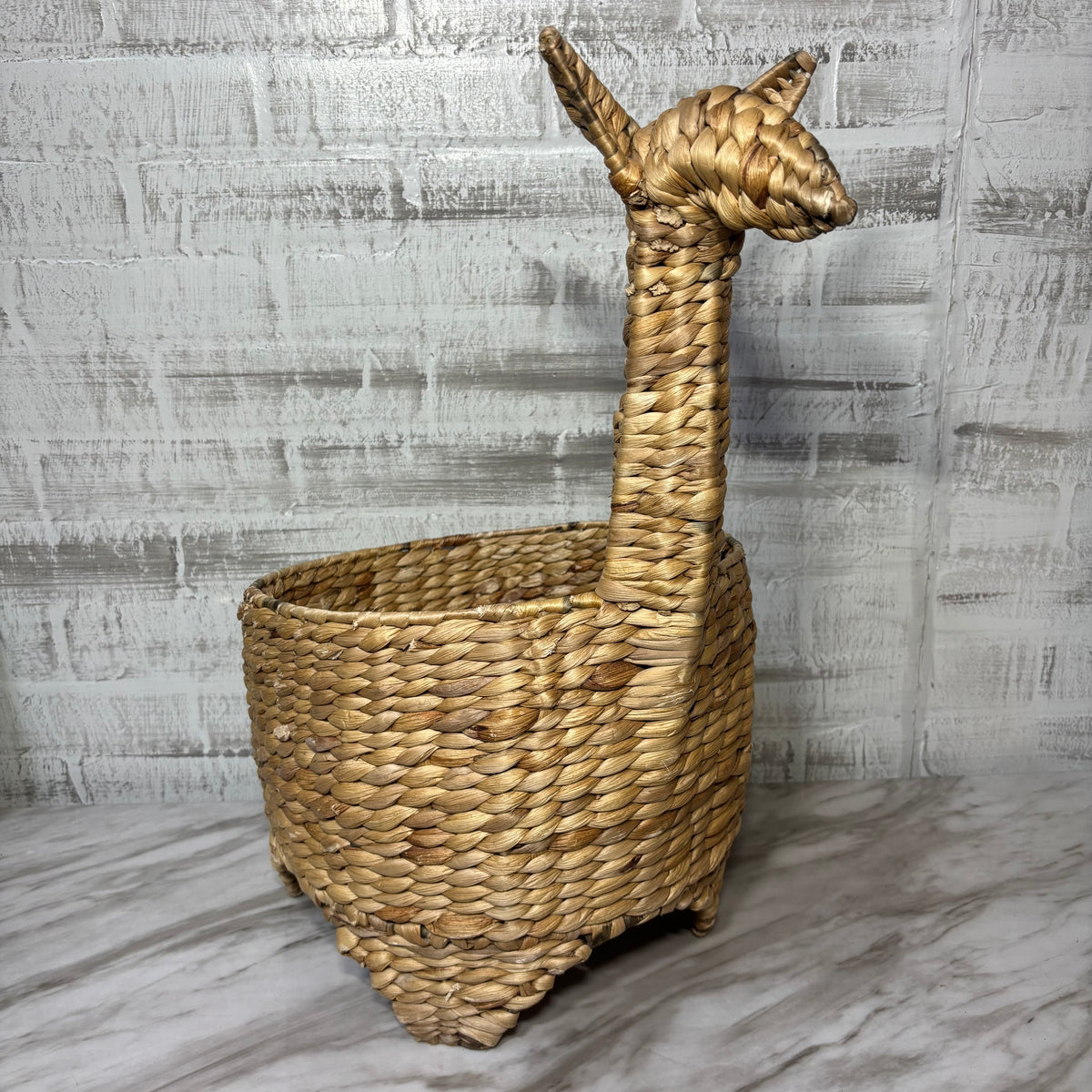 Woven Seagrass Llama Shaped Storage Basket
