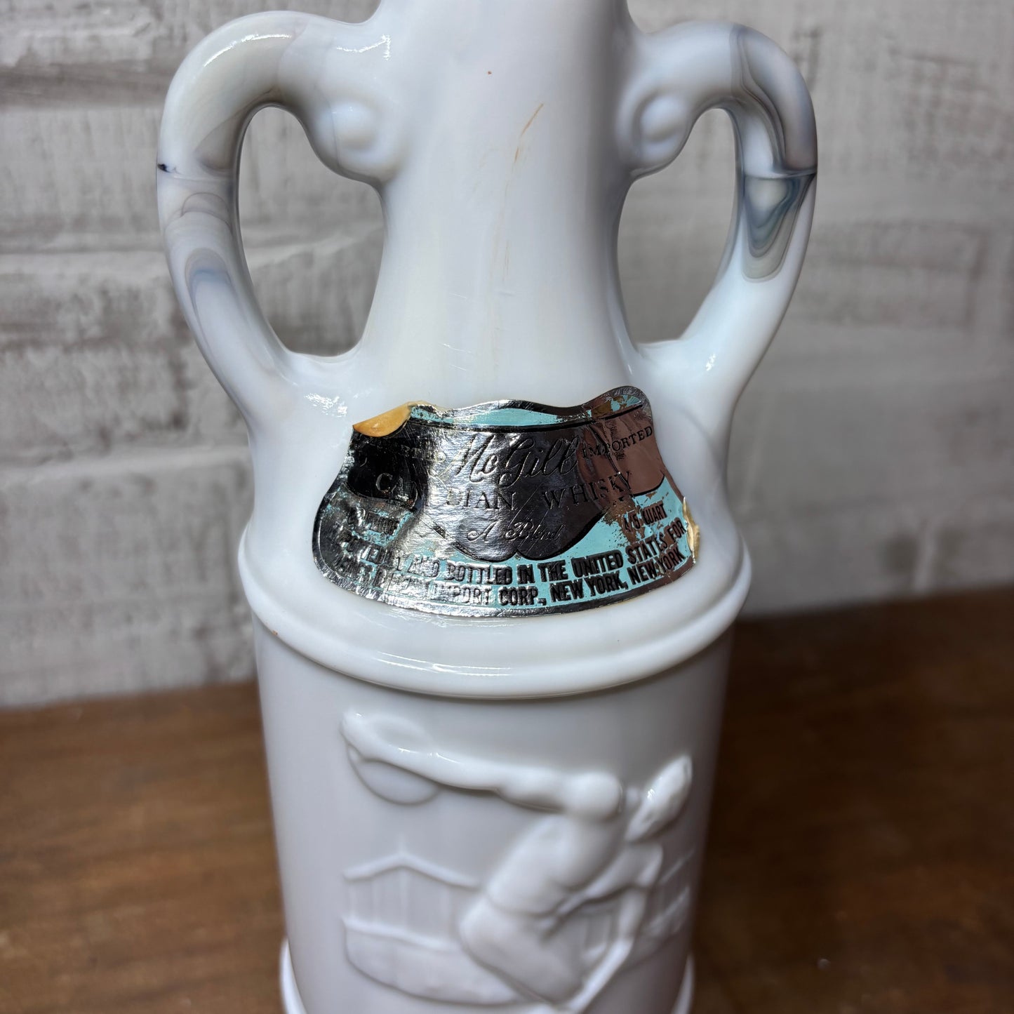 Vintage Jim Beam Marble Glass Discus Thrower Decanter