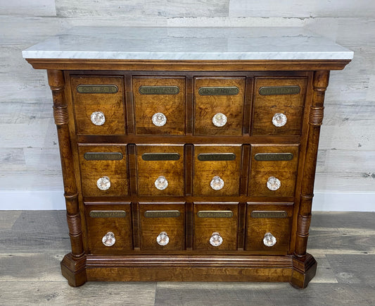 Antique Pulaski Apothecary Dresser Chest Marble Top