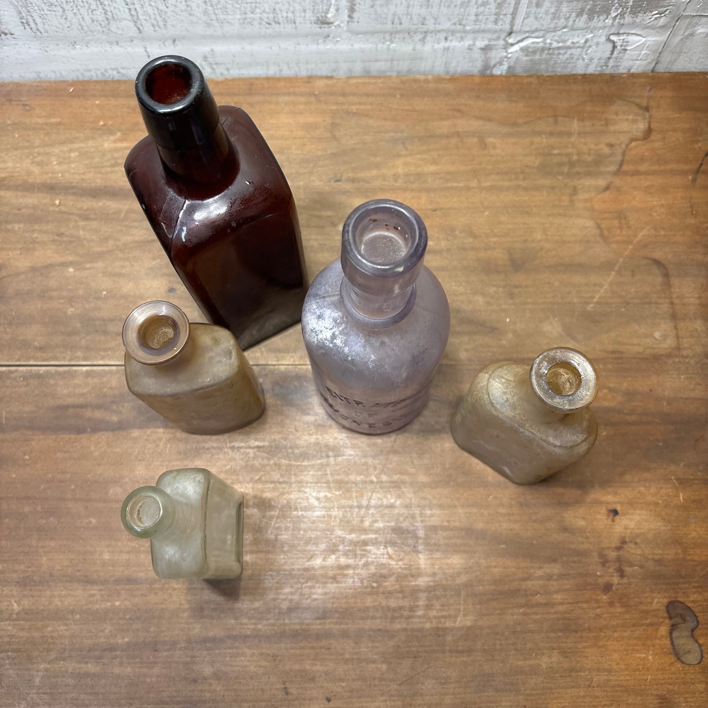 Antique Glass Bottle Set Of 5 #2