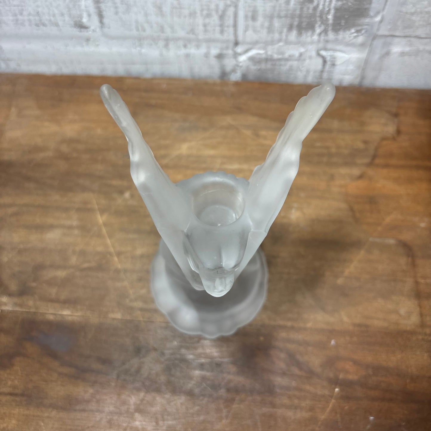 Vintage Frosted Glass Angel Candle Holder