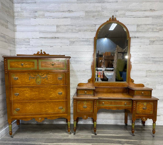 Antique Dresser & Vanity Desk Set