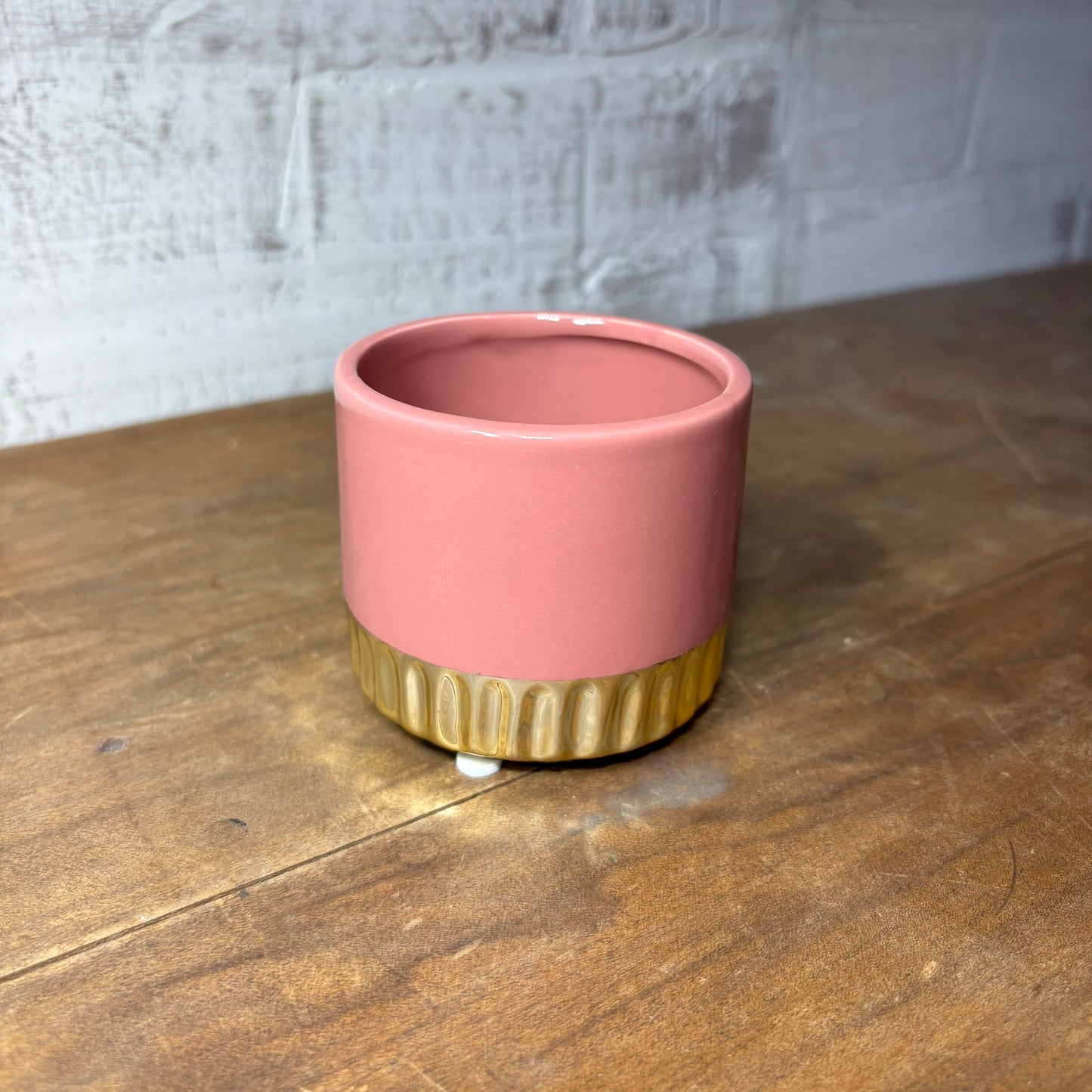 Small Pink & Gold Ceramic Pot Planter Pot