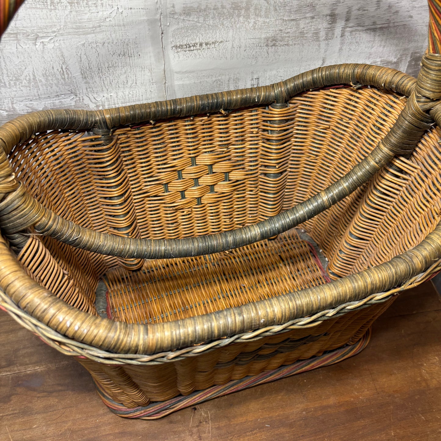 Vintage Wicker Magazine Rack W/ Handles