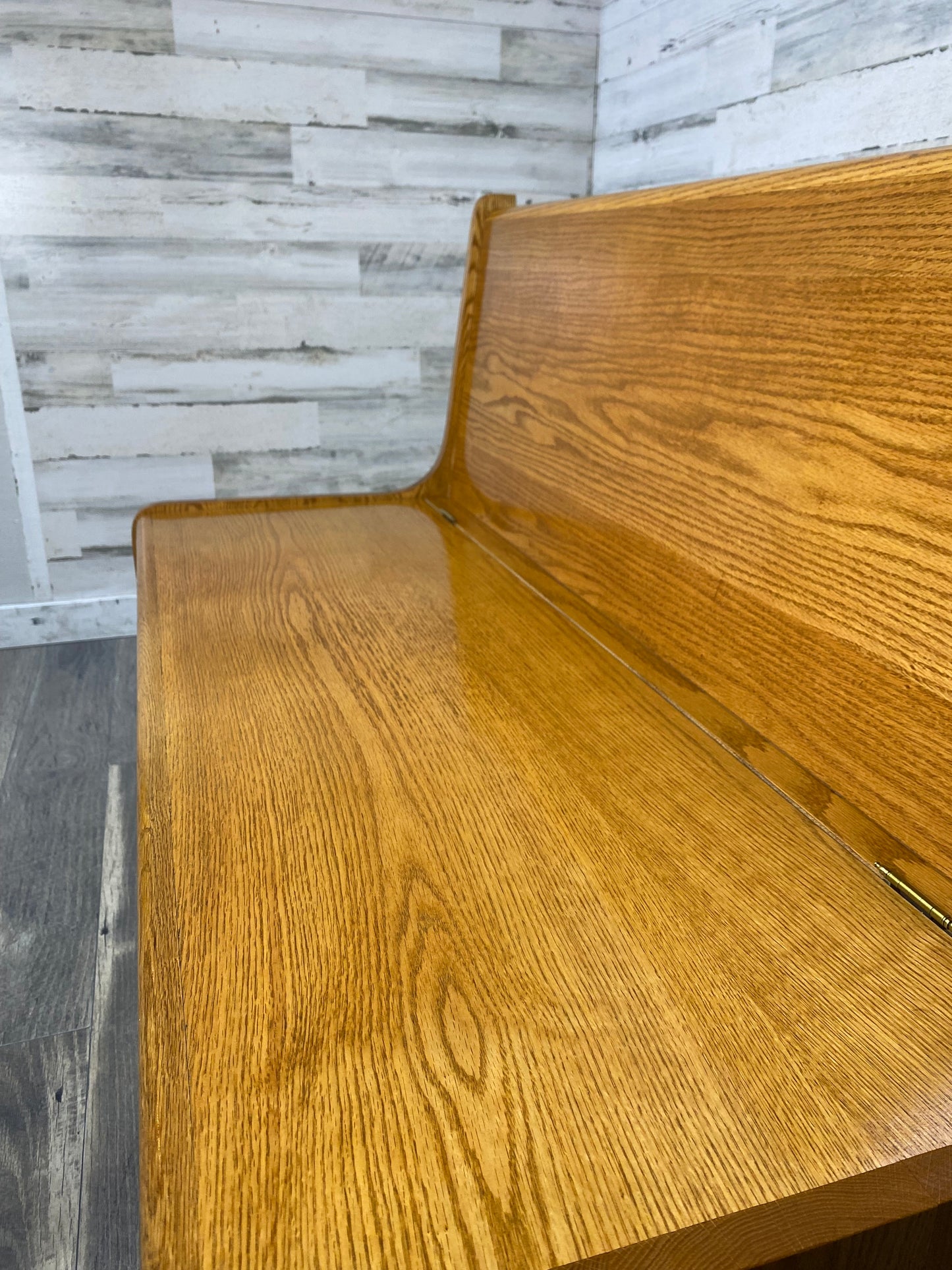 Oak Church Pew Storage Bench