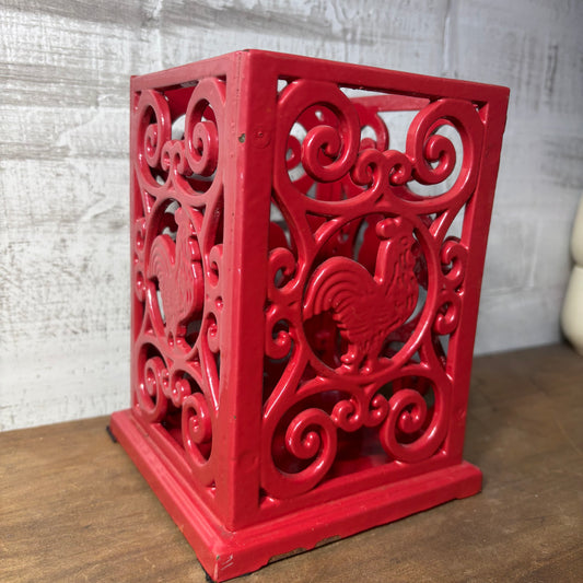 Red Rooster Wrought Iron Utensil Holder