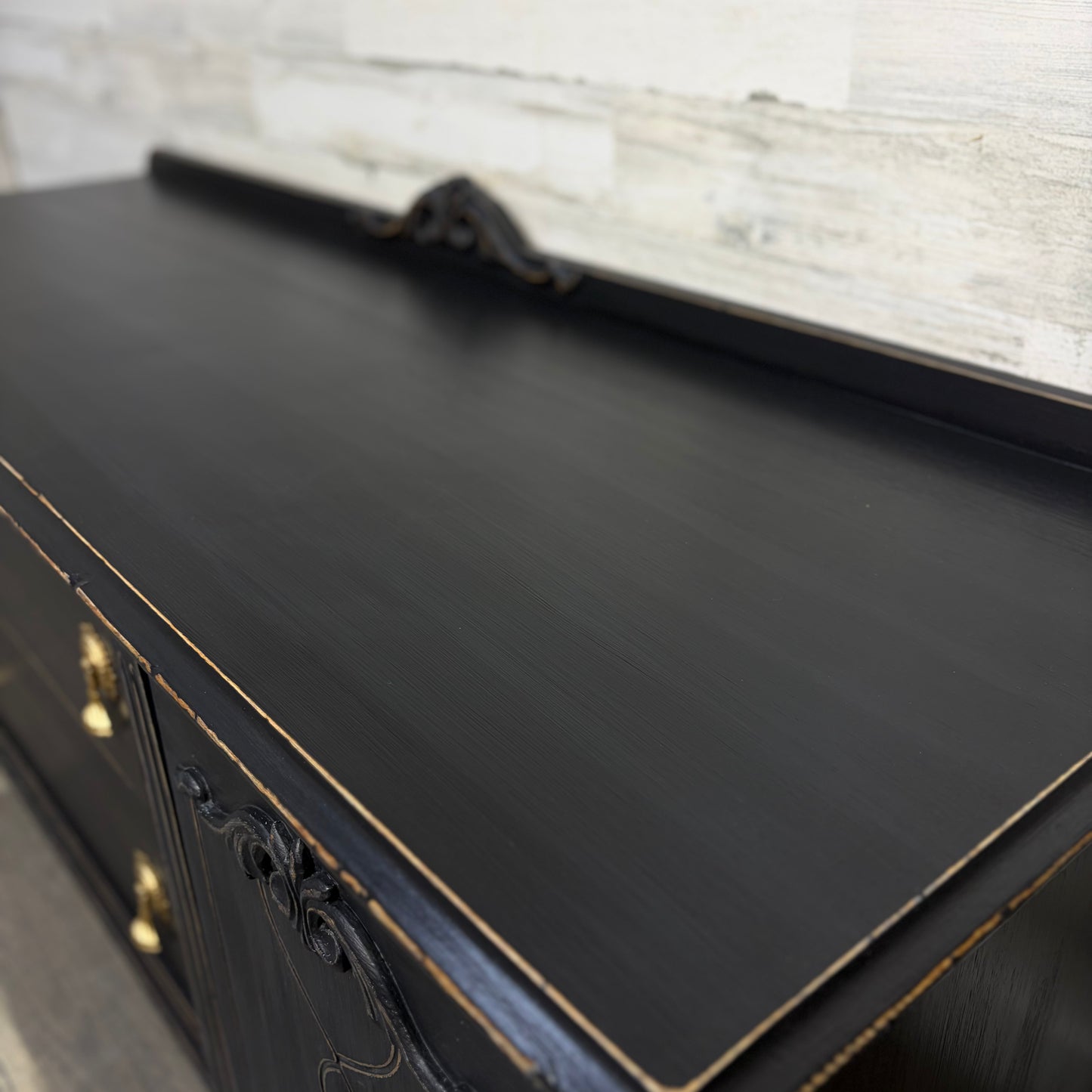 Low Antique Black Buffet