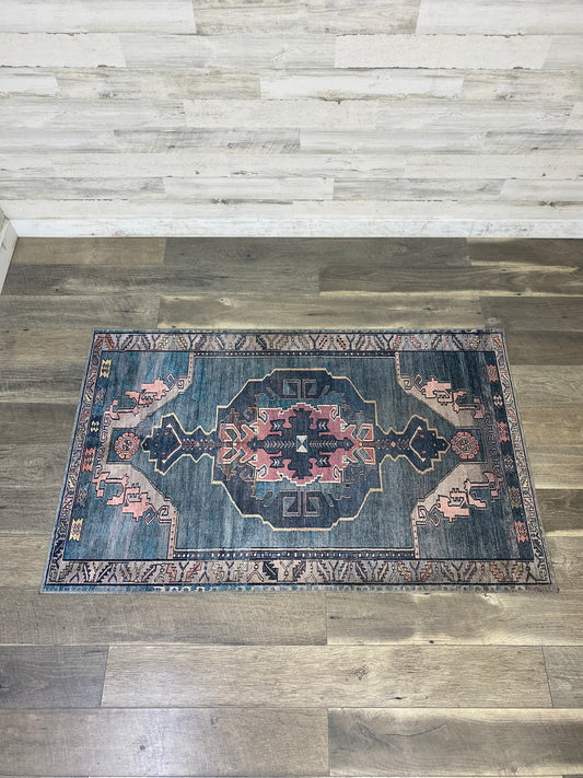 Pink & Blue Boho Rug 5x3