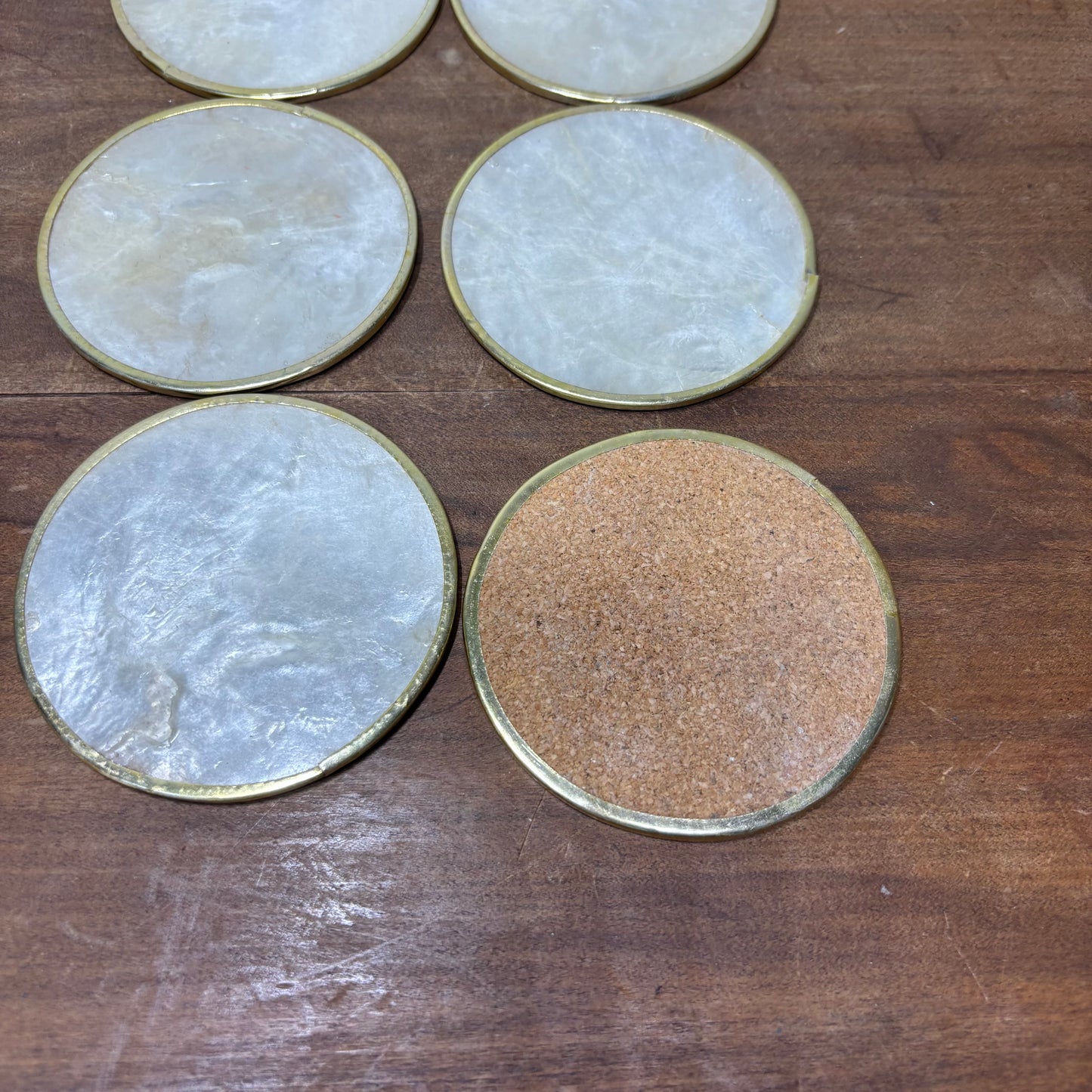 Vintage Capiz Set Of 6 White Shell Coasters