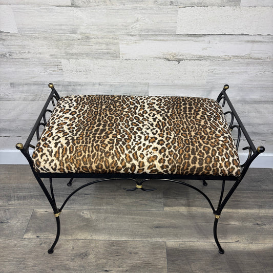 Leopard Print Small Bench/ Vanity Chair