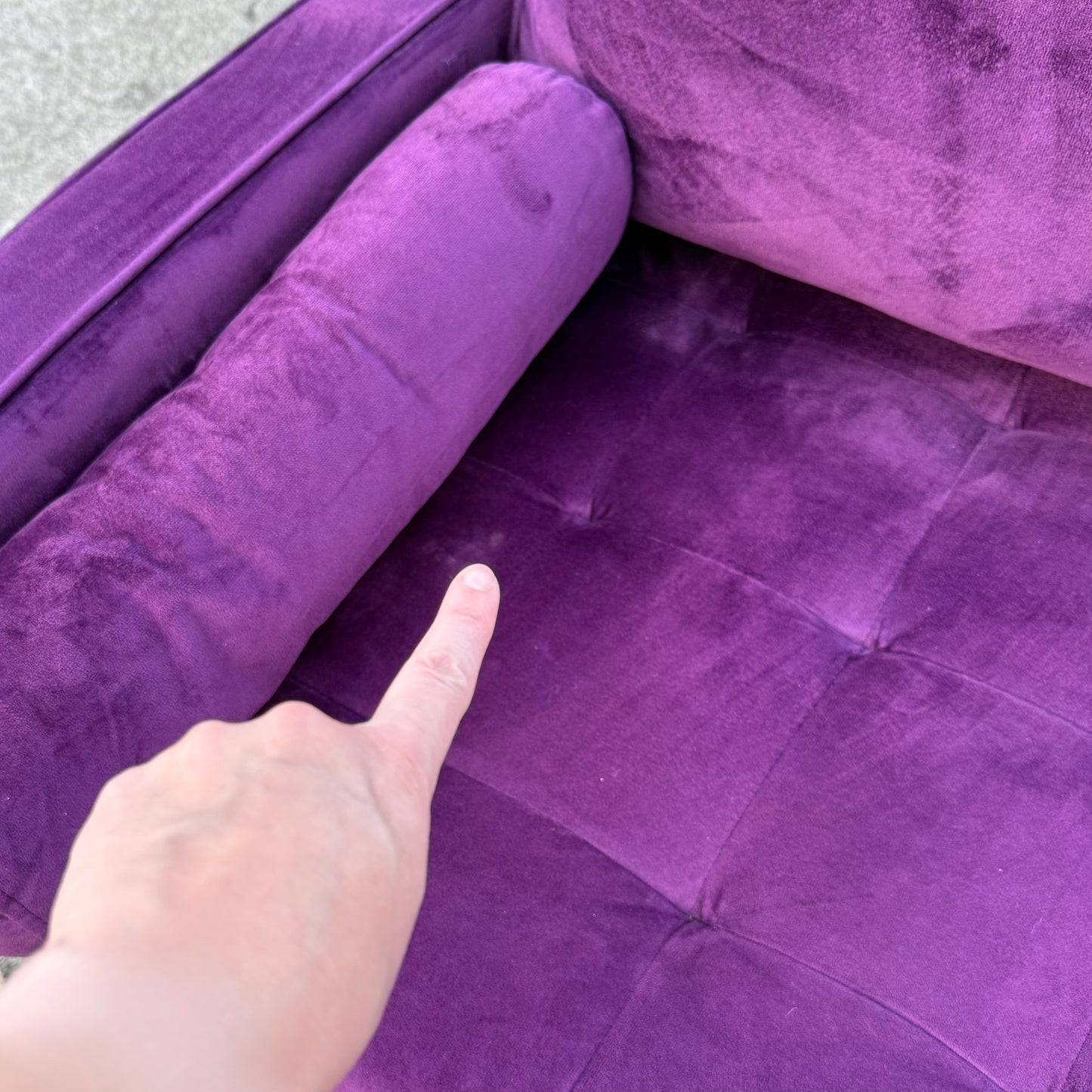 Purple Velvet Modern Loveseat