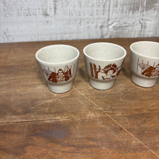 Vintage Japanese Ceramic Sake Cups Set Of 4