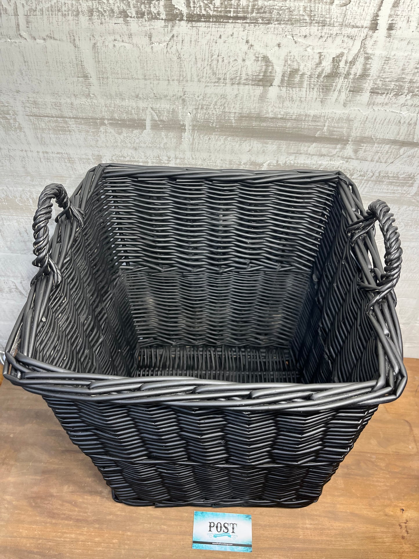 Black Wicker Laundry Basket With Handles
