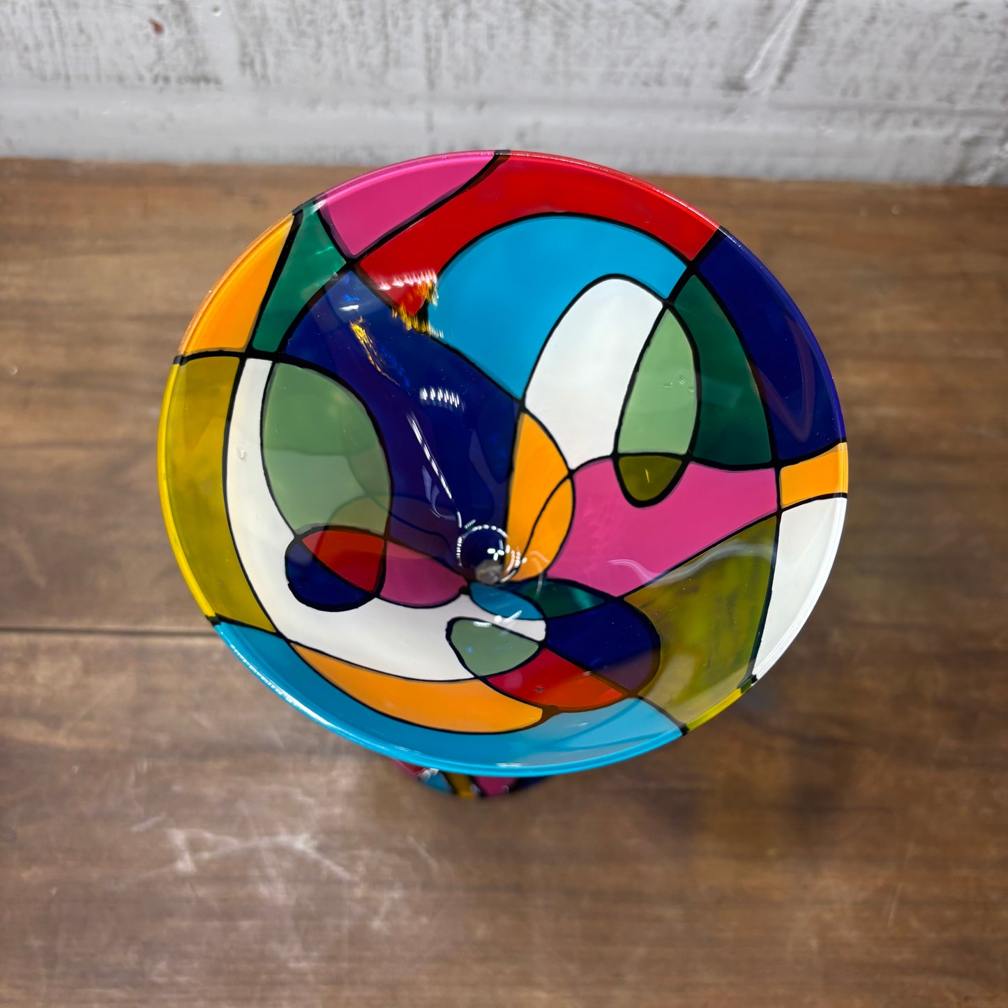 Vintage Patch-Work Style Hand Painted Martini Glass