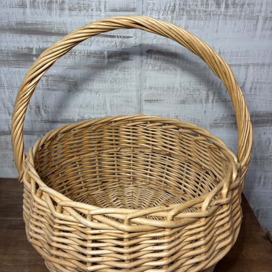 Large Vintage Wicker Single Handle Basket