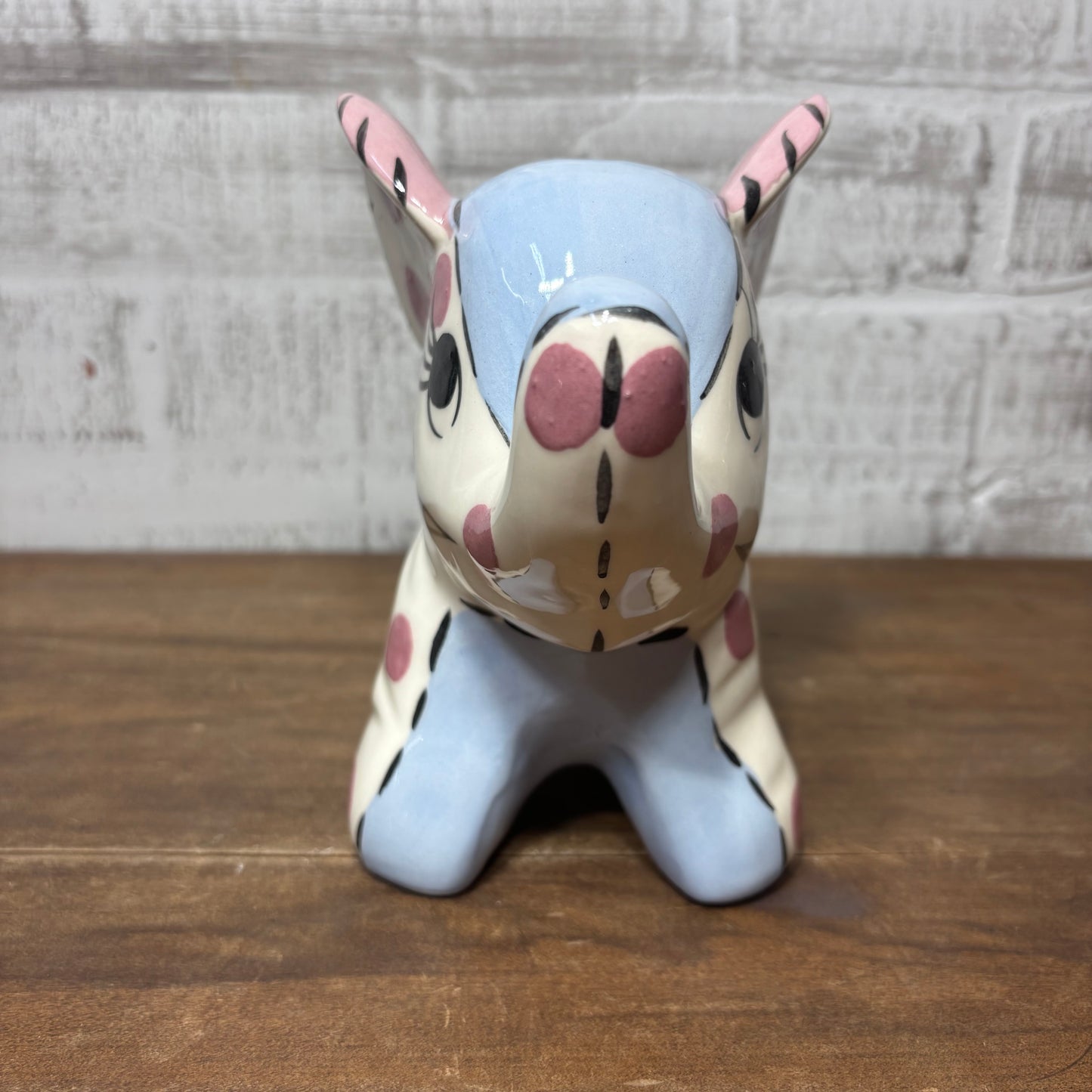Vintage White And Blue Polka Dot Elephant Planter