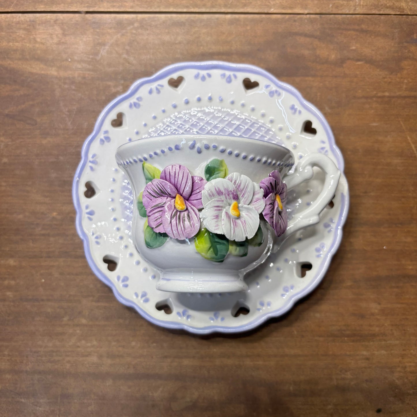 Lavender Lace Teacup & Saucer Wall Decor