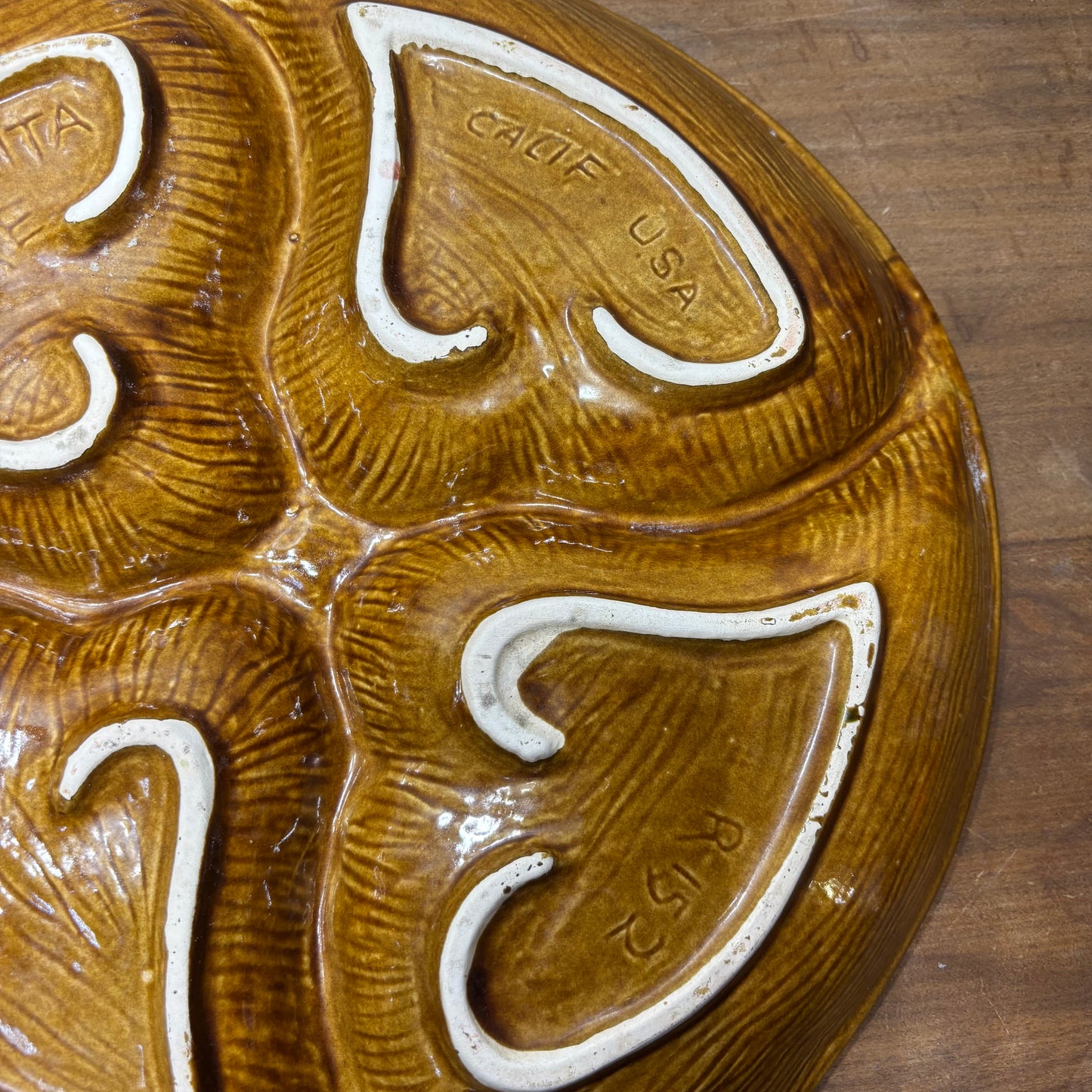 Mid Century Santa Anita Ware Divided Leaf Platter Dish