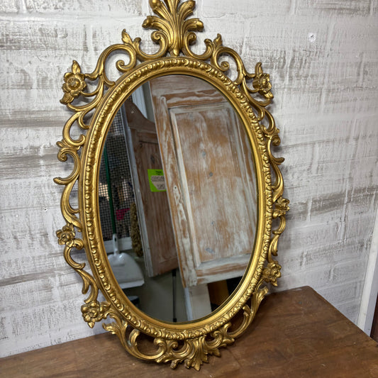 Vintage Ornate Gold French Country Oval Mirror
