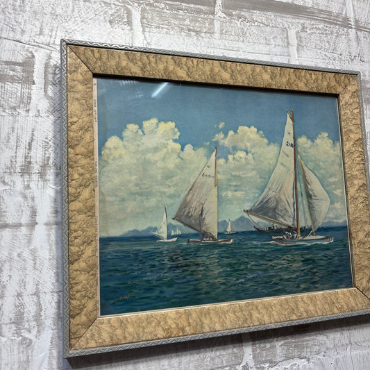 Vintage Sailing Yachts Framed Photo