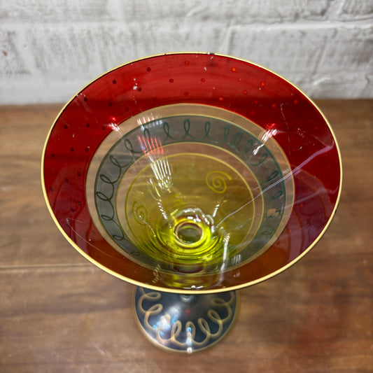 Festive Hand Painted Martini Glass