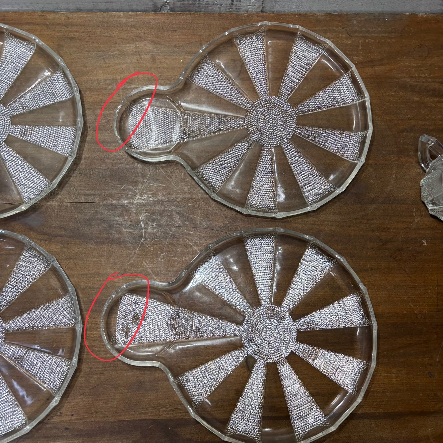 Vintage Jeannette Dewdrop Glass Snack Set Pinwheel Plates With Cups Set Of 4