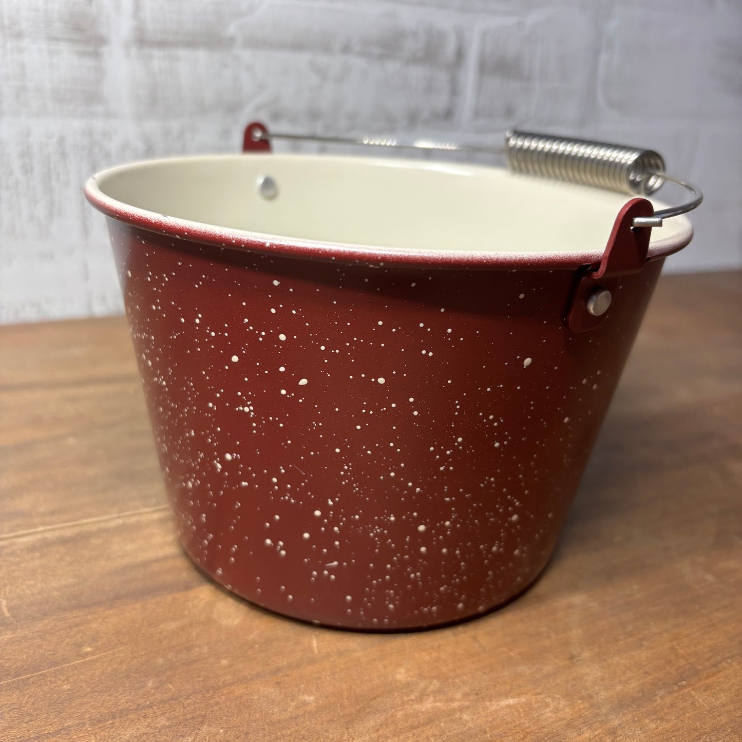 Red Spotted Enamelware Baking Pail