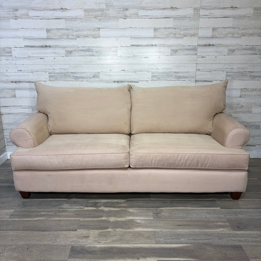 Beige Microsuede Sofa Couch