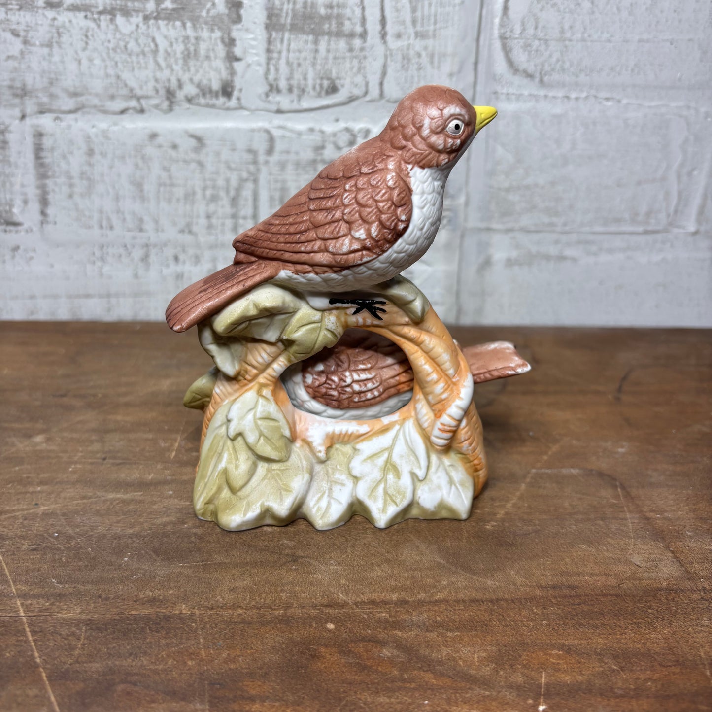 Vintage Porcelain Wren Birds On A Branch Figure
