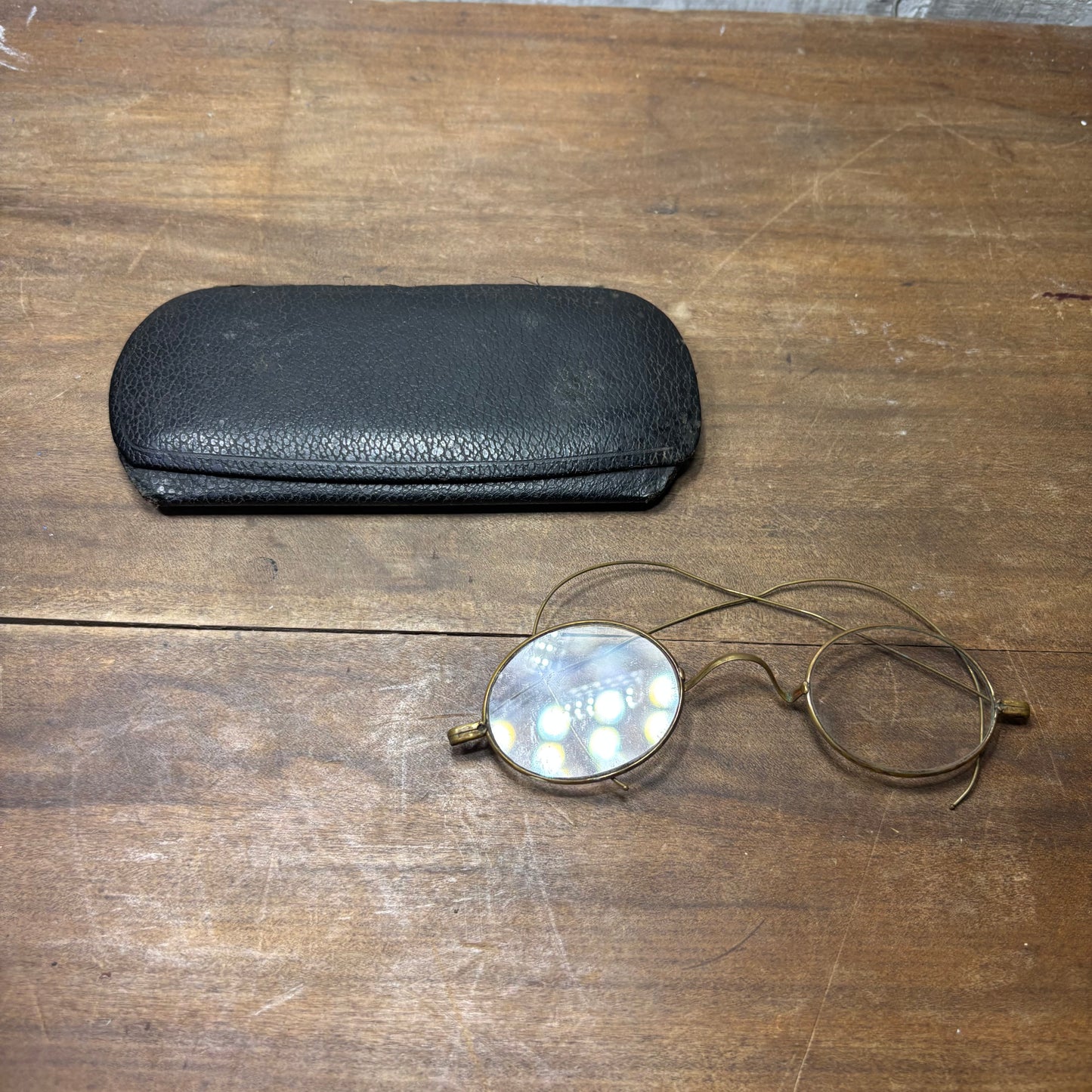 Antique Gold Wire Glasses And Case