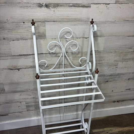 Vintage White Metal Plant Stand