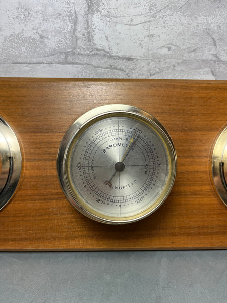 Vintage Springfield Instrument Co. Thermometer, Barometer, And Humidity Meter
