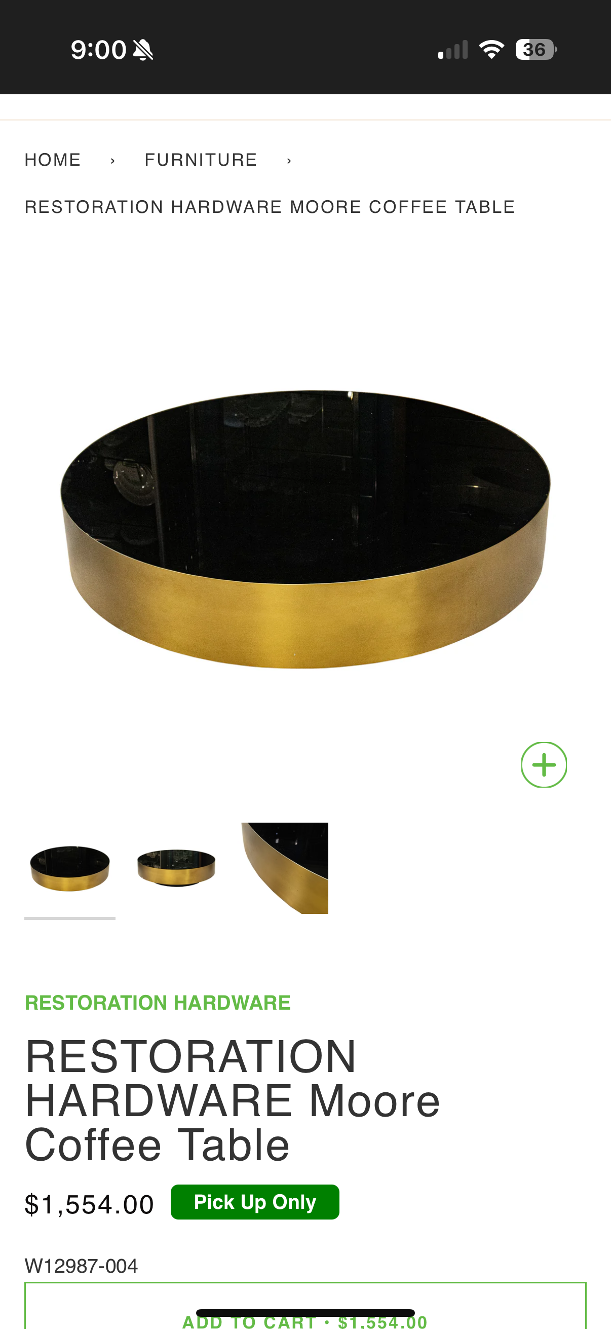 Restoration Hardware “Moore” Coffee Table