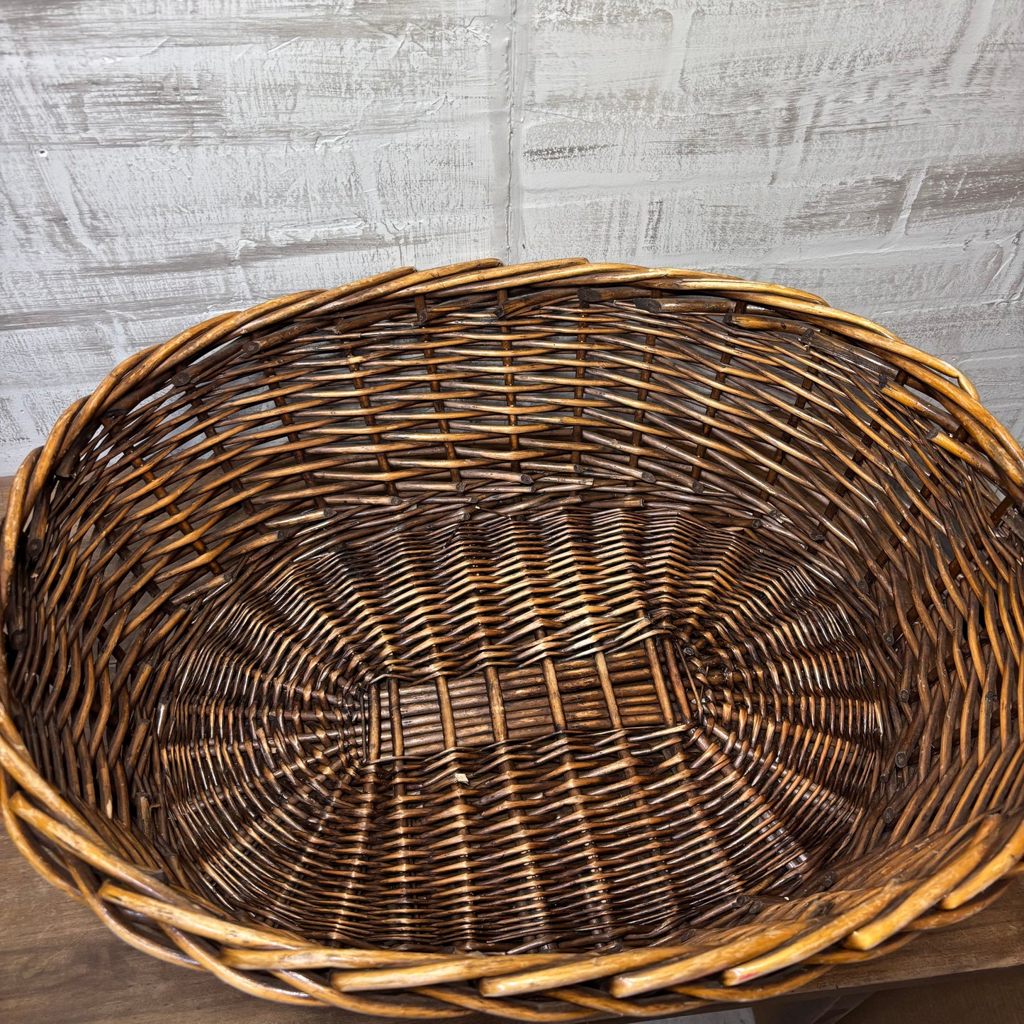 Dark Brown Oval Shaped Wicker Basket