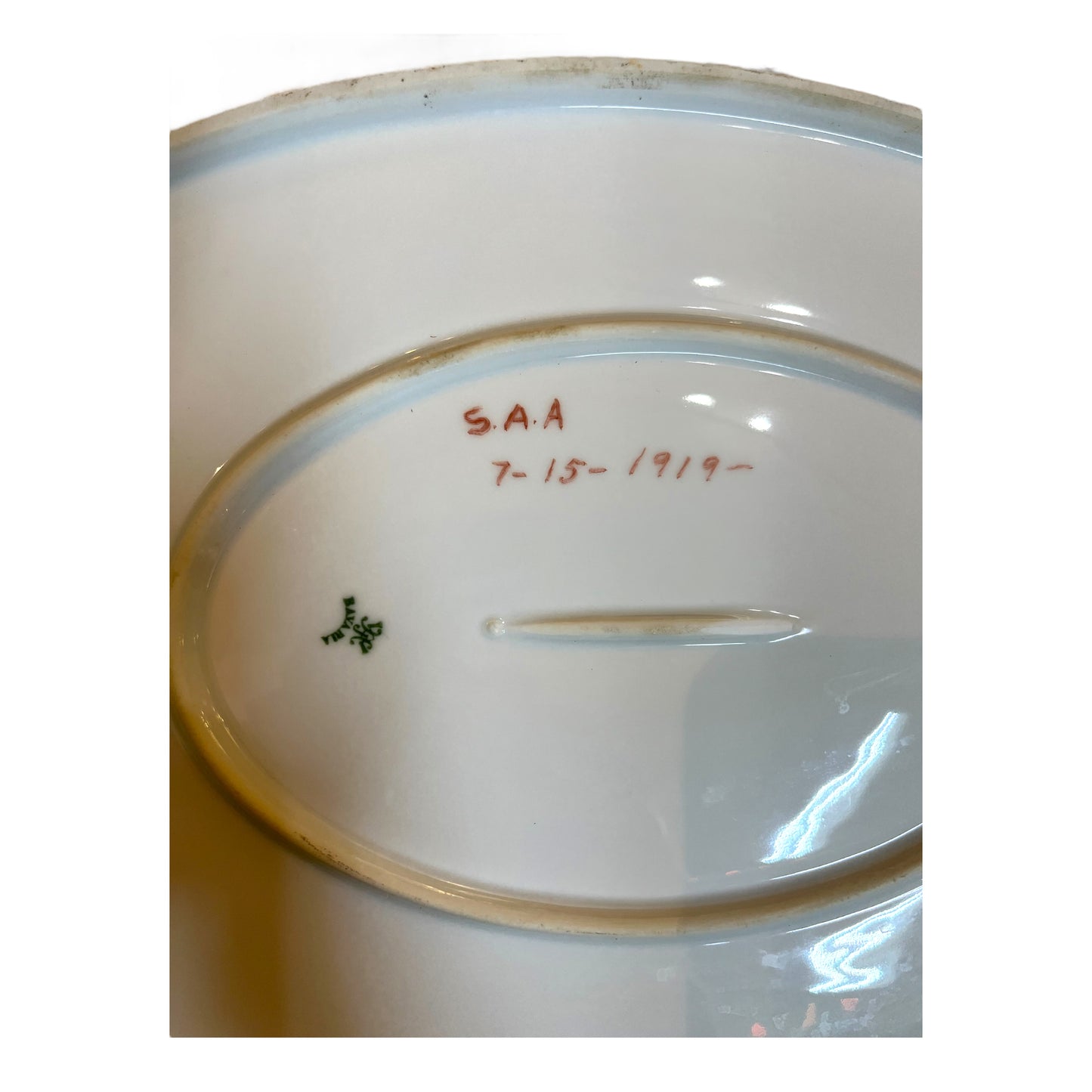 Antique Oval Floral Two Tone Serving Plate