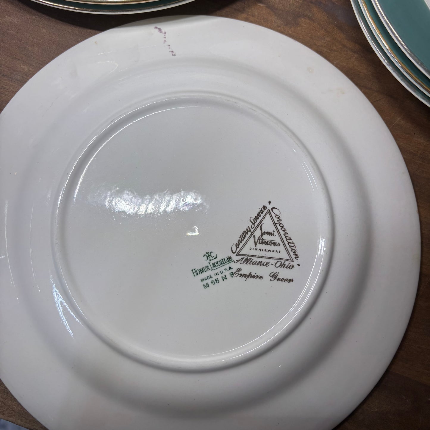 Vintage Homer Laughlin Century Green Plate/ Salad Bowl Set