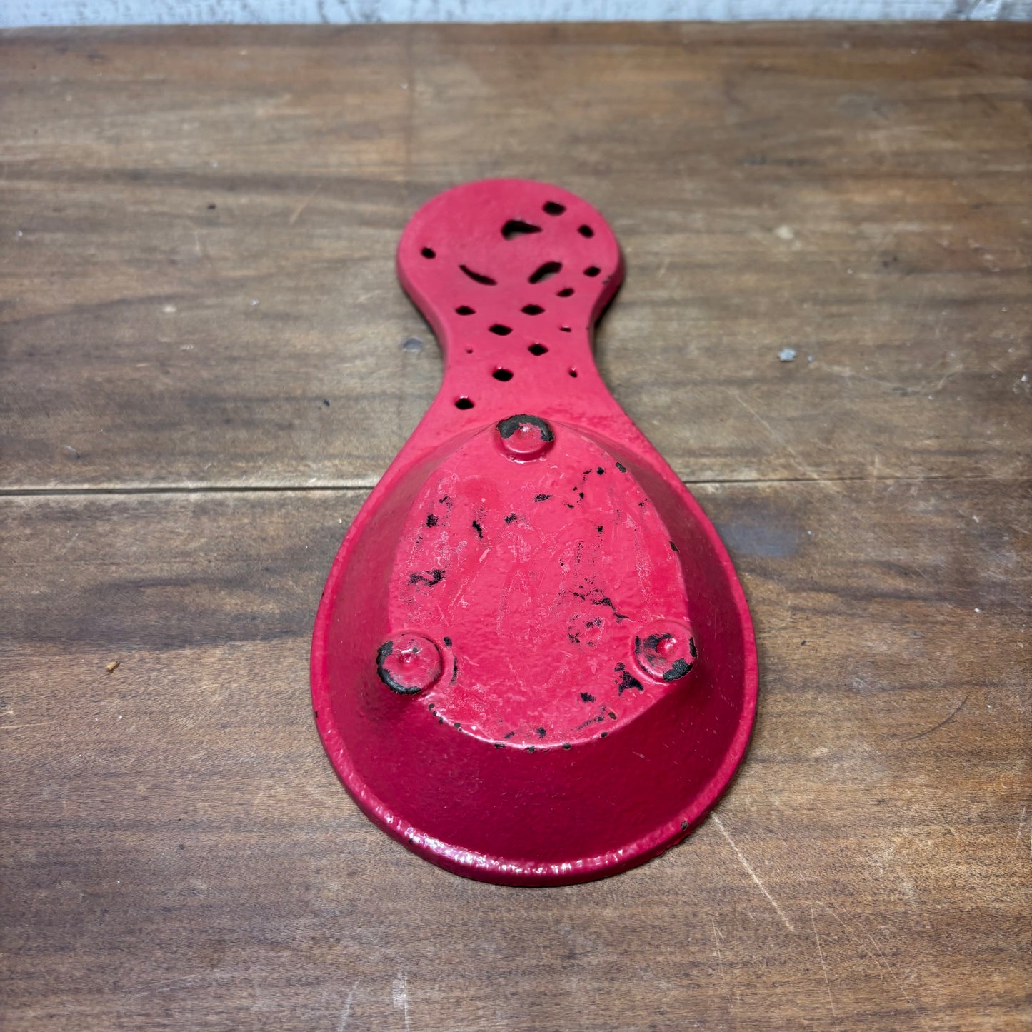 Red Enameled Cast Iron Rooster Spoon Rest
