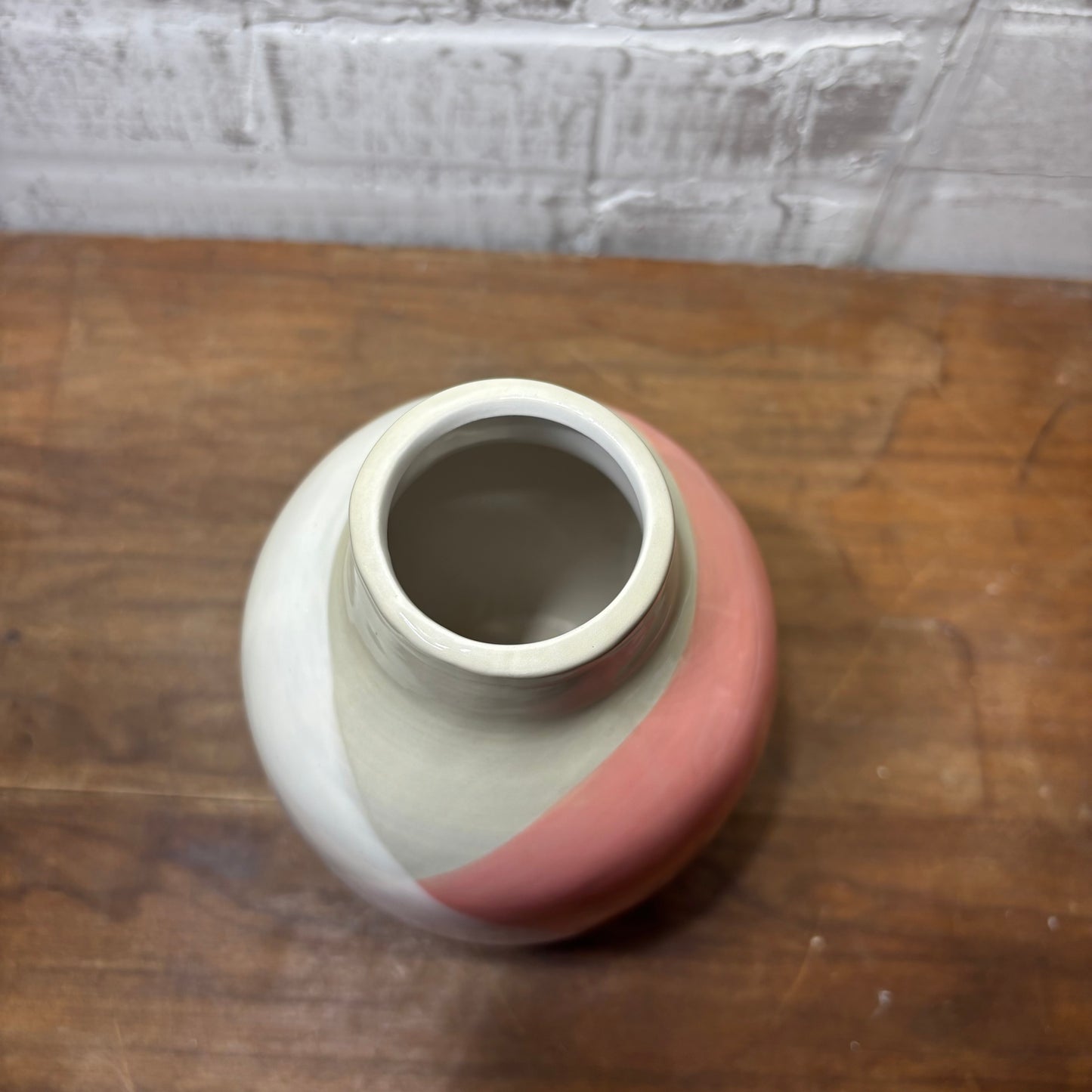 Pink And White Geometric Vase