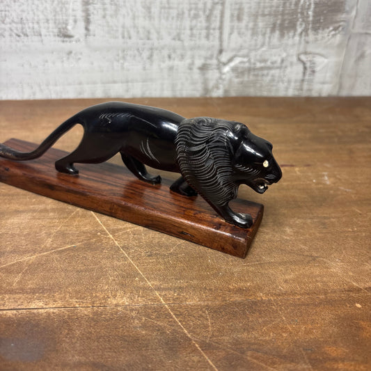 Vintage Hand Carved Lion Figurine