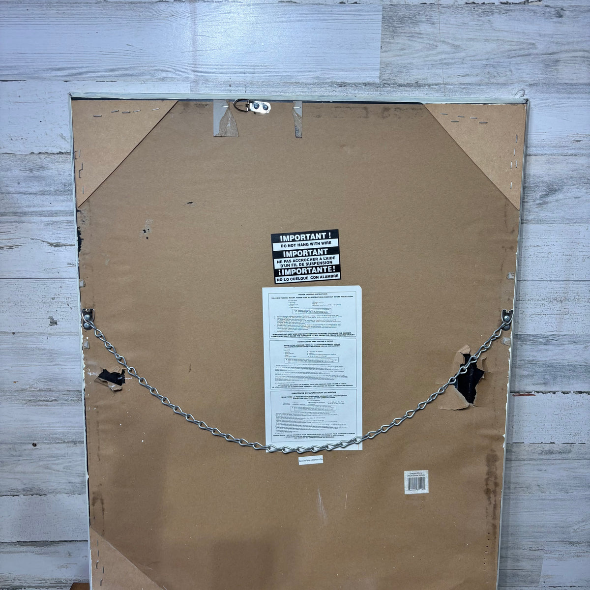 Vintage Distressed White Framed Mirror