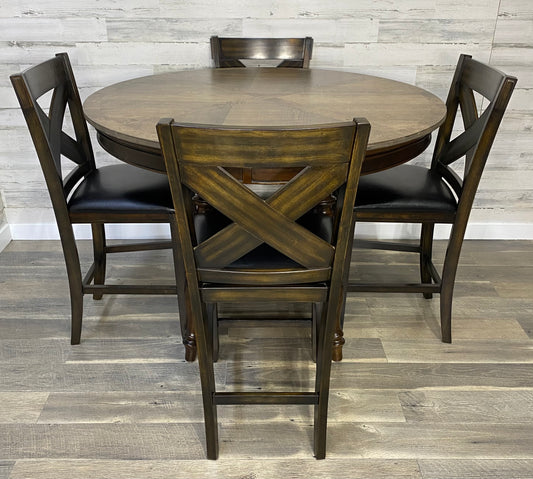 Round Pub Height Dining Table & Chairs